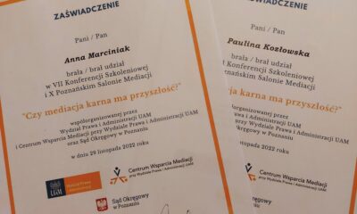 Adwokat Anna Marciniak oraz adwokat Paulina Kozłowska wzięły udział w VII Konferencji Szkoleniowej i X Poznańskim Salonie Mediacji “Czy mediacja karna ma przyszłość?”