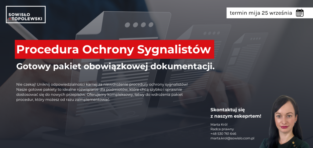 procedura ochrony sygnalistów - oferta kancelarii Sowisło Topolewski